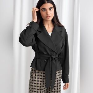 & Other Stories Wool Blend Cropped Trench